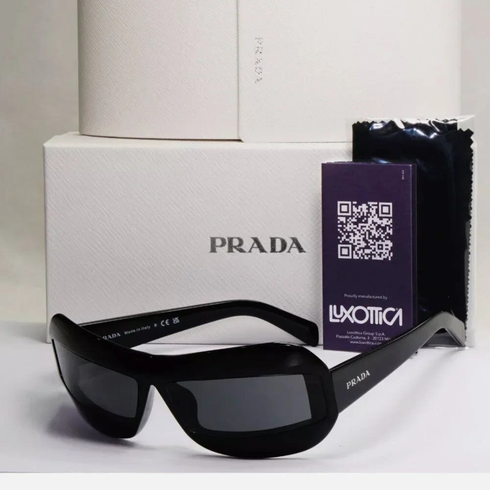 Prada Grey Italy Square Black Wrap Sunglasses